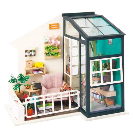 Miniaturowy domek Balkon Hannah – zestaw DIY z LED – gotowy model