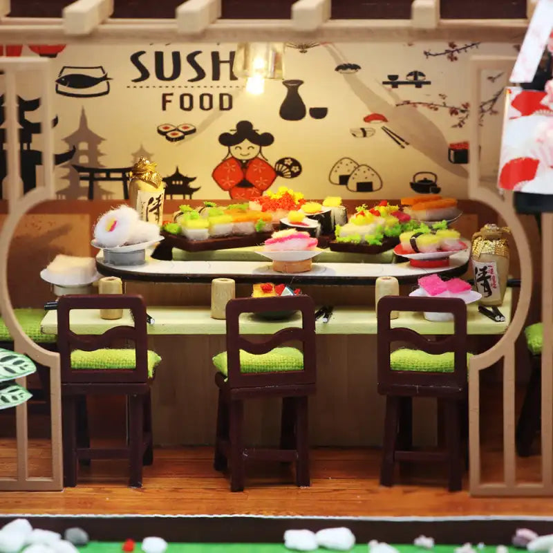 Japoński bar sushi – wnętrze miniaturowego domku