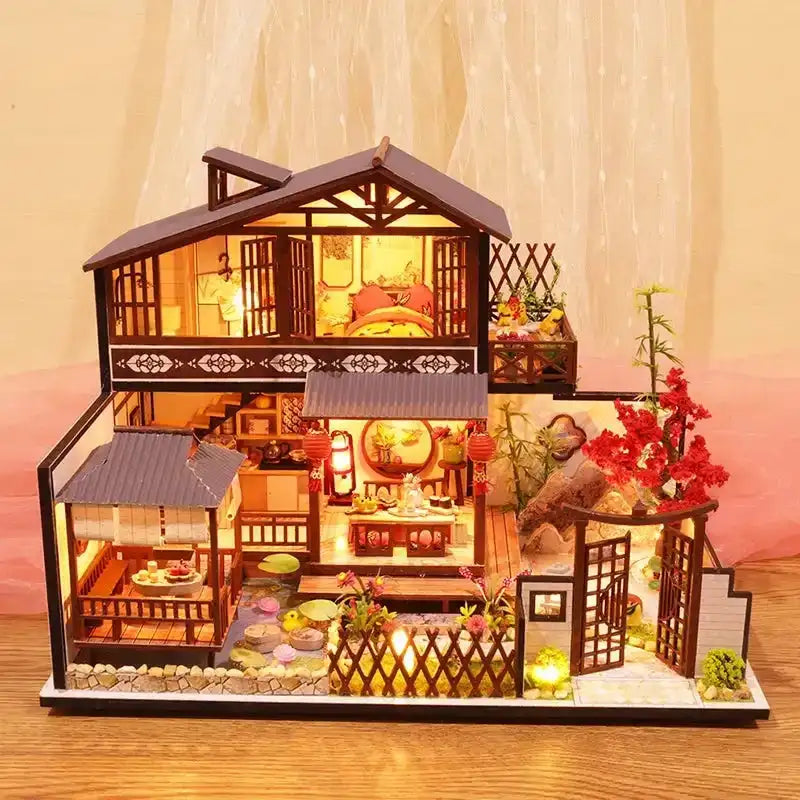 Miniaturowy domek Japoński dom – zestaw DIY z LED – gotowy model