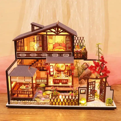 Miniaturowy domek Japoński dom – zestaw DIY z LED – gotowy model