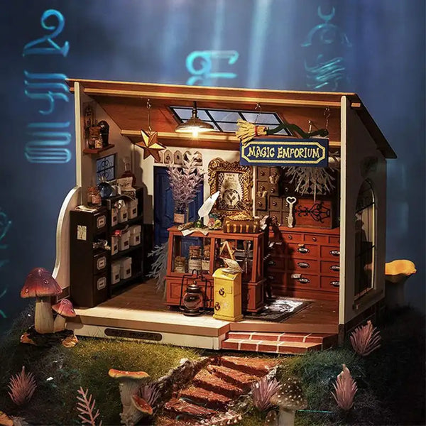 Miniaturowy domek Magiczny sklep Kiki – zestaw DIY z LED – gotowy model