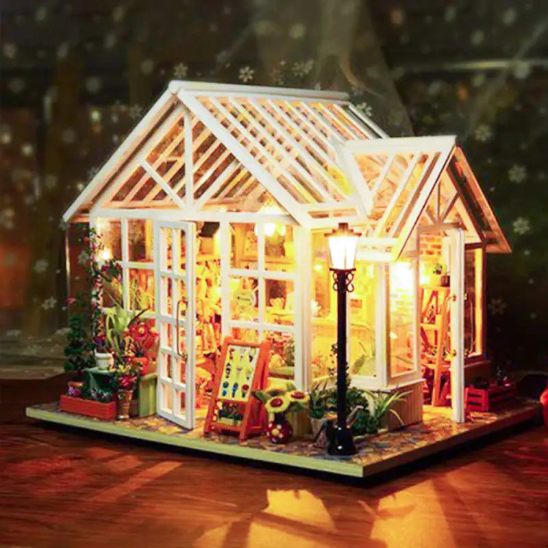 Miniaturowy domek Kwiaciarnia Sosa – zestaw DIY z LED – gotowy model