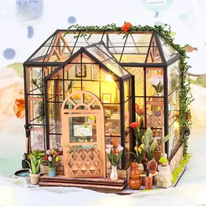 Miniaturowy domek Zielony dom Jenny – zestaw DIY z LED – gotowy model
