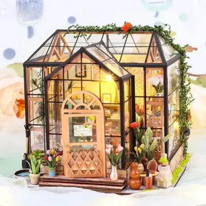 Miniaturowy domek Zielony dom Jenny – zestaw DIY z LED – gotowy model