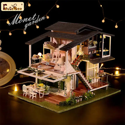 Miniaturowy domek Ogród Moneta – zestaw DIY z LED – gotowy model