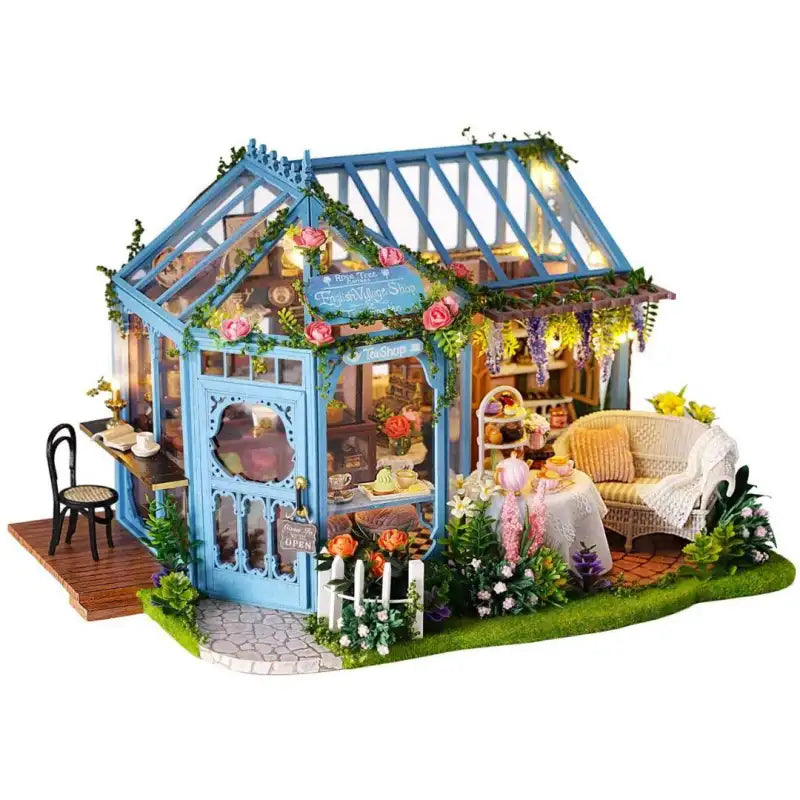 Miniaturowy domek Herbaciarnia Rose – zestaw DIY z LED – gotowy model