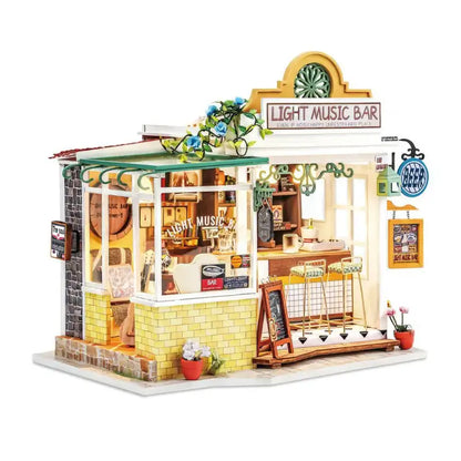 Miniaturowy domek Muzyczny bar – zestaw DIY z LED – gotowy model