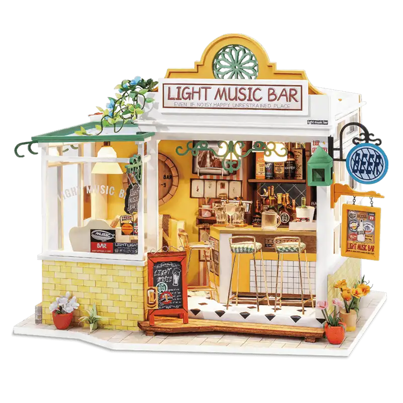Muzyczny bar – miniaturowe meble i dekoracje