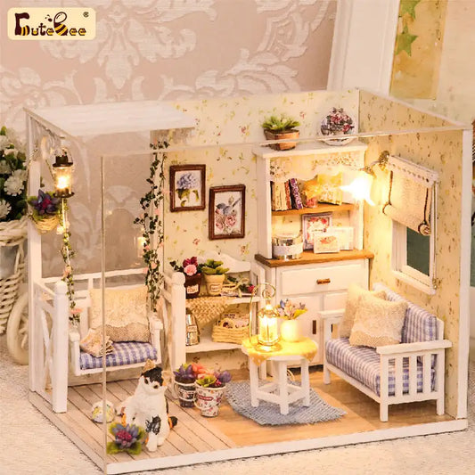 Miniaturowy domek Salon ogrodowy – zestaw DIY z LED – gotowy model