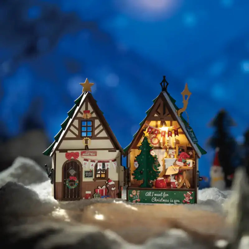 Miniaturowy domek Migoczący dom świąteczny – zestaw DIY z LED – gotowy model