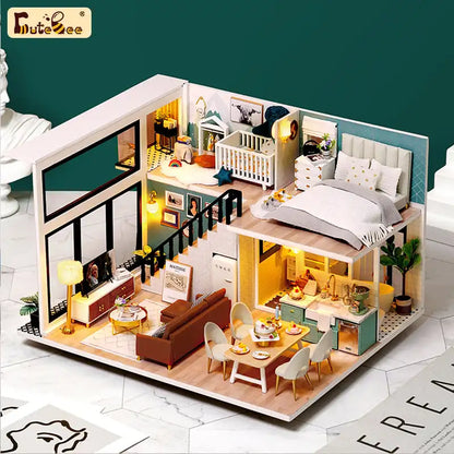 Miniaturowy domek Przytulne życie – zestaw DIY z LED – gotowy model