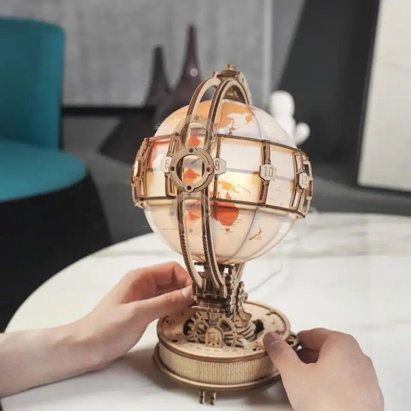 Puzzle 3D globus z podświetleniem LED – detal wykonania
