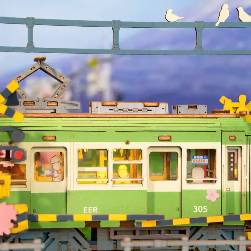 Puzzle 3D Japonia – scena z kwitnącą wiśnią – szczegóły przestrzennej konstrukcji