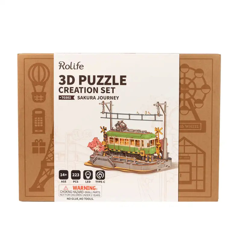 Puzzle 3D Japonia – scena z kwitnącą wiśnią – pełna prezentacja modelu