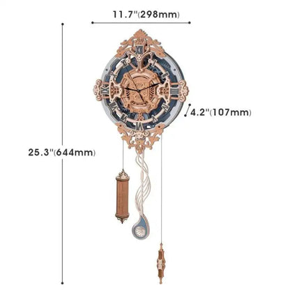 Mechaniczne puzzle 3D – drewniany zegar ścienny – pełna prezentacja modelu