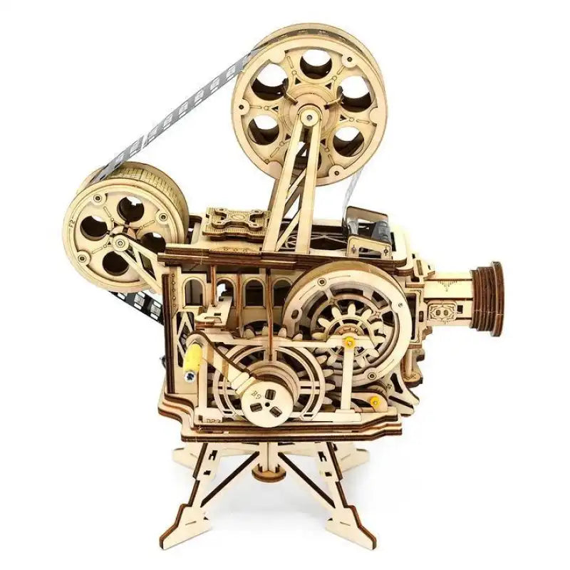 Ruchome puzzle 3D – drewniany projektor filmowy – szczegóły przestrzennej konstrukcji