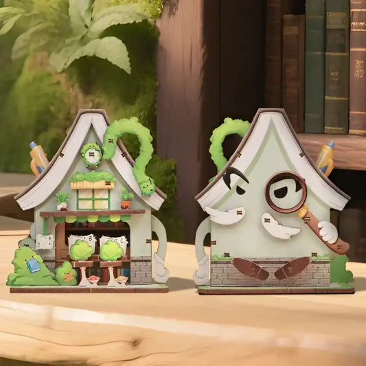 Puzzle 3D sklep z książkami – drewniana miniatura – widok gotowego modelu