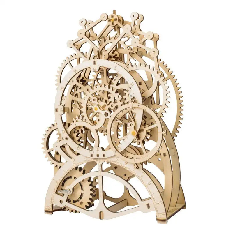 Puzzle 3D zegar z wahadłem – drewniany model – zbliżenie na konstrukcję i detale