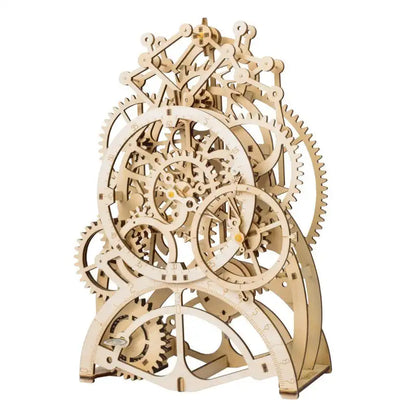 Puzzle 3D zegar z wahadłem – drewniany model – zbliżenie na konstrukcję i detale