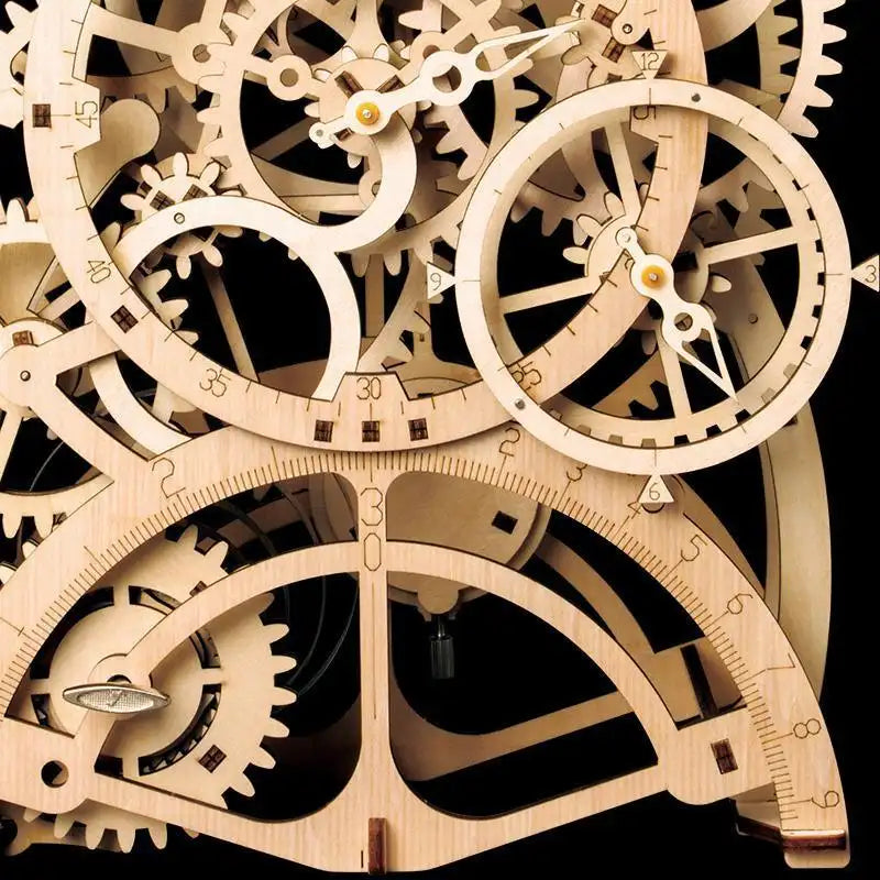 Puzzle 3D zegar z wahadłem – drewniany model – szczegóły przestrzennej konstrukcji