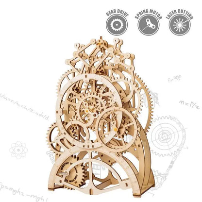 Puzzle 3D zegar z wahadłem – drewniany model – efekt po złożeniu